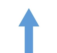 a blue arrow pointing up on a white background